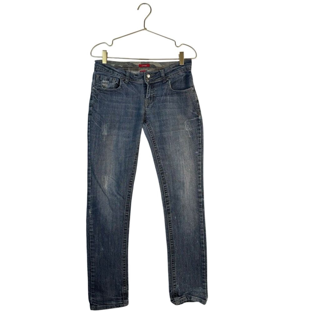 Hot Kiss Jeans Blue Denim Women’s Size 9 Vintage Y2K Camouflage‎ 0096